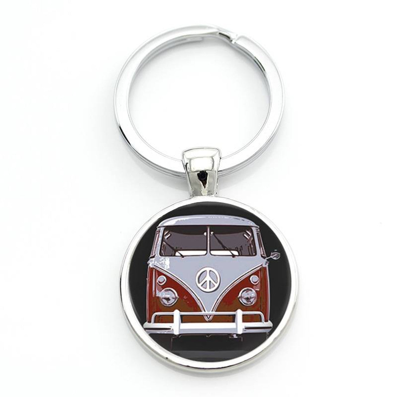 Classic Red VW Style Camper Van Keyring