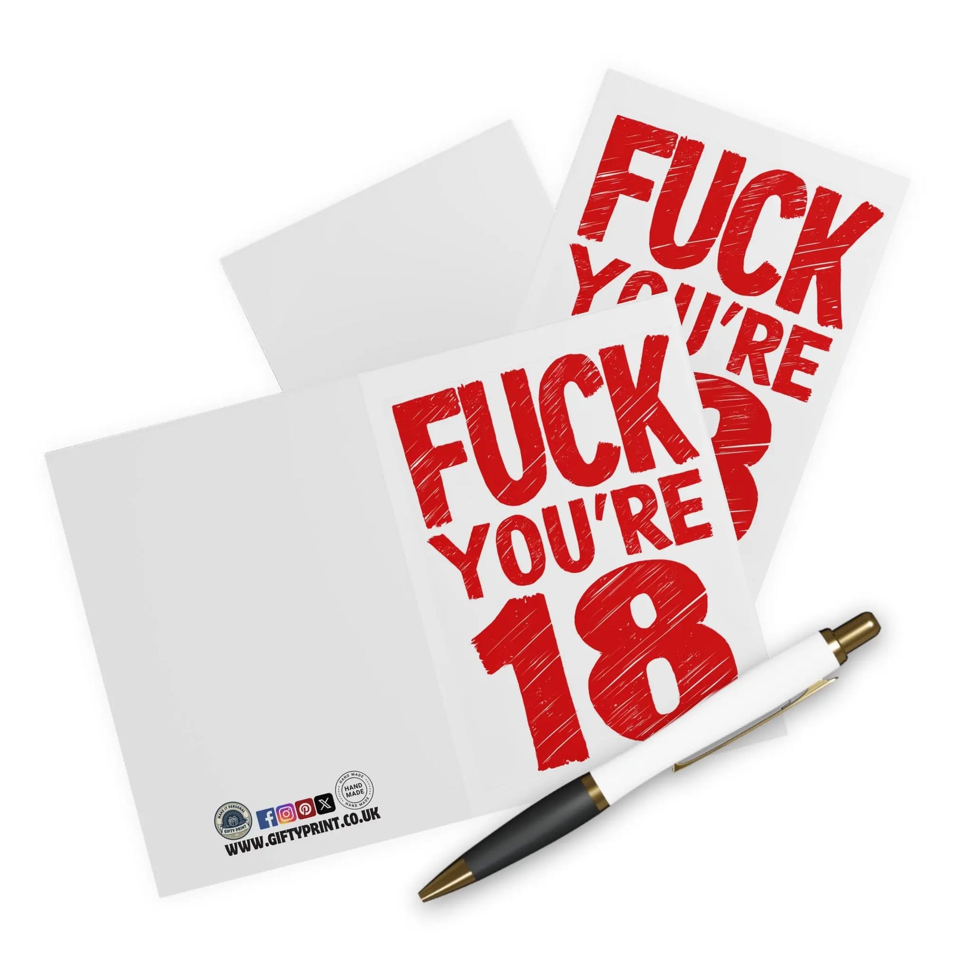 context view 18th Birthday Card Fuck You're 18 Red Bold Text