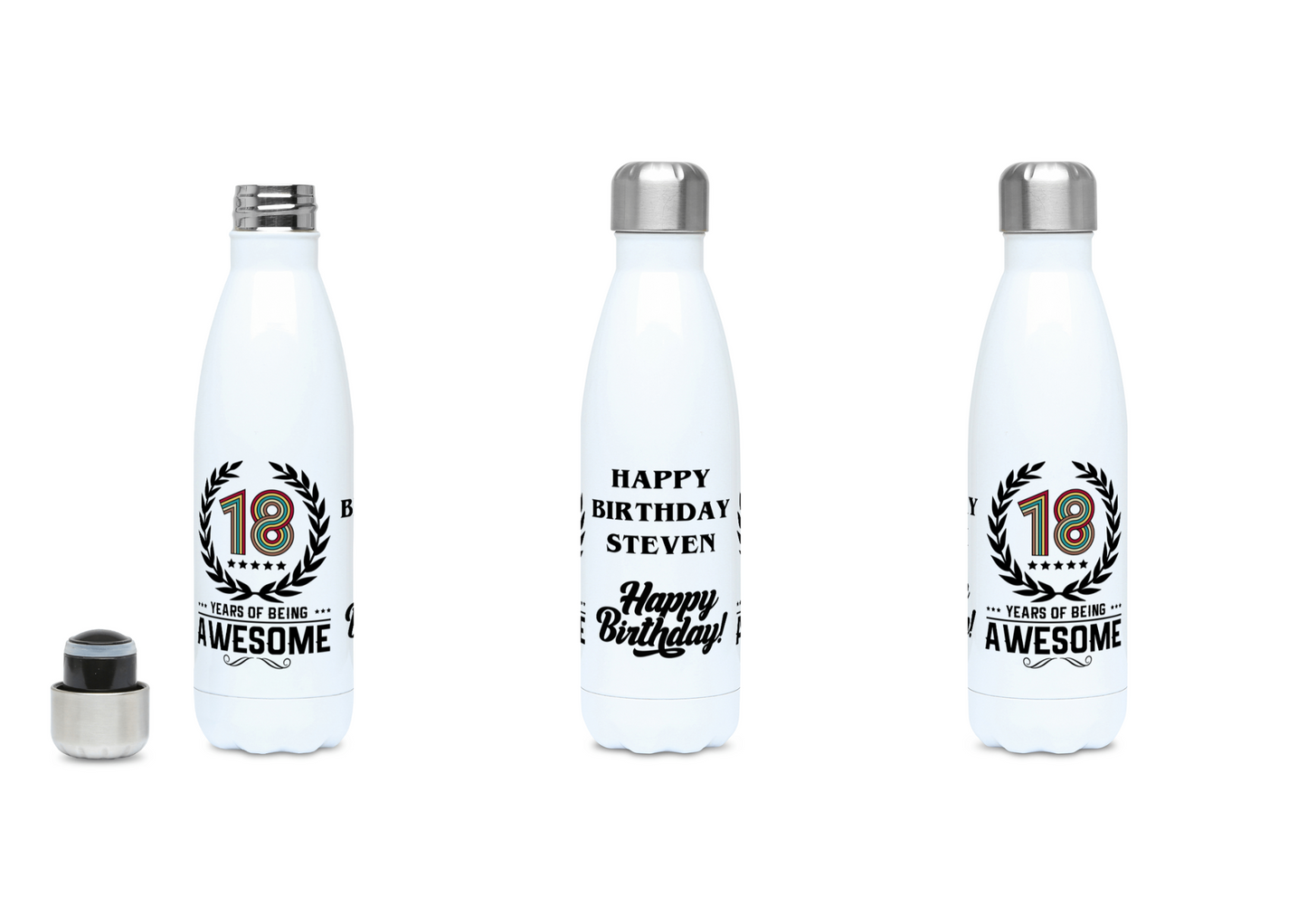 Personalised 18th Birthday Insulated Water Bottle 500ml