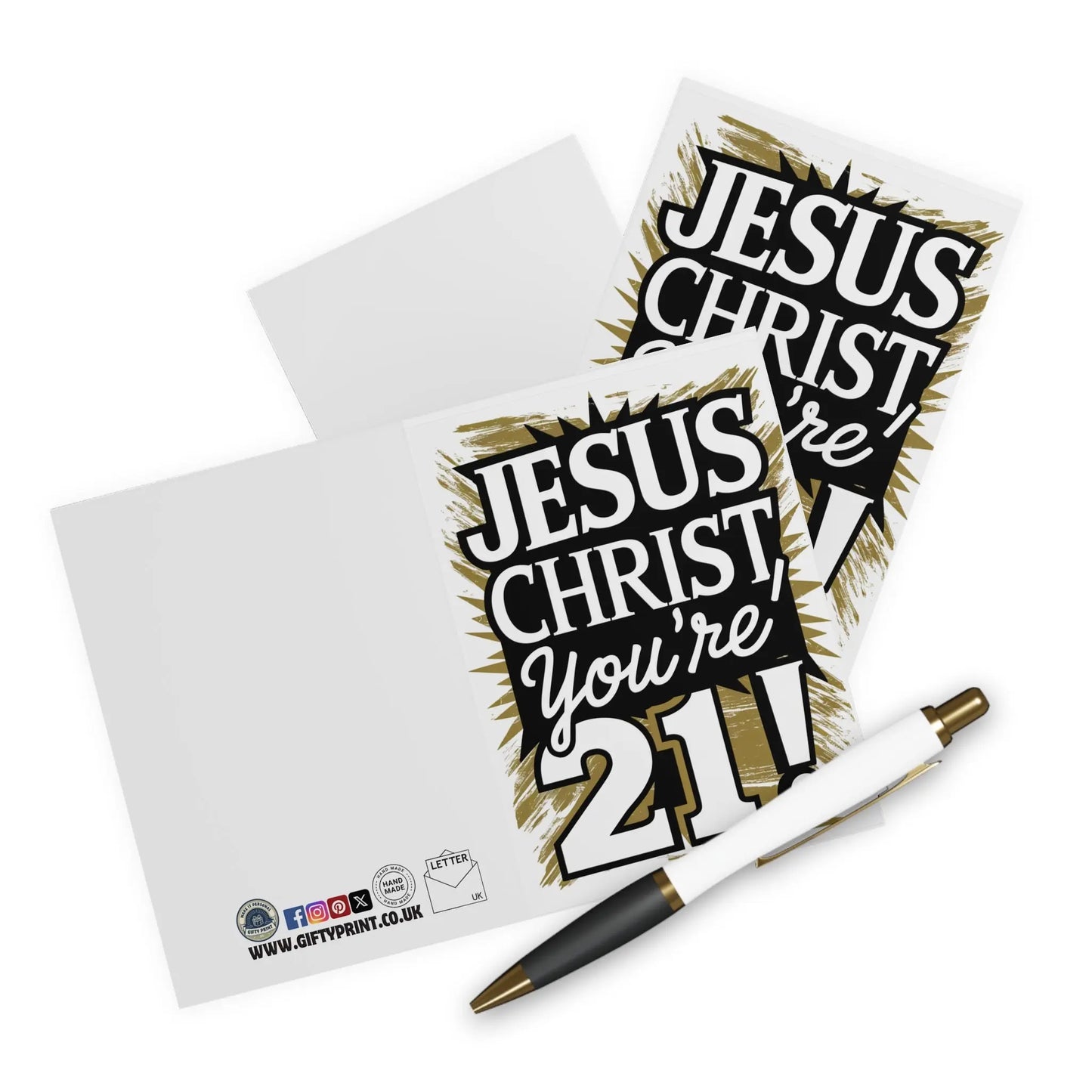 context view 21st Birthday Card Jesus Christ You're 21! Gold