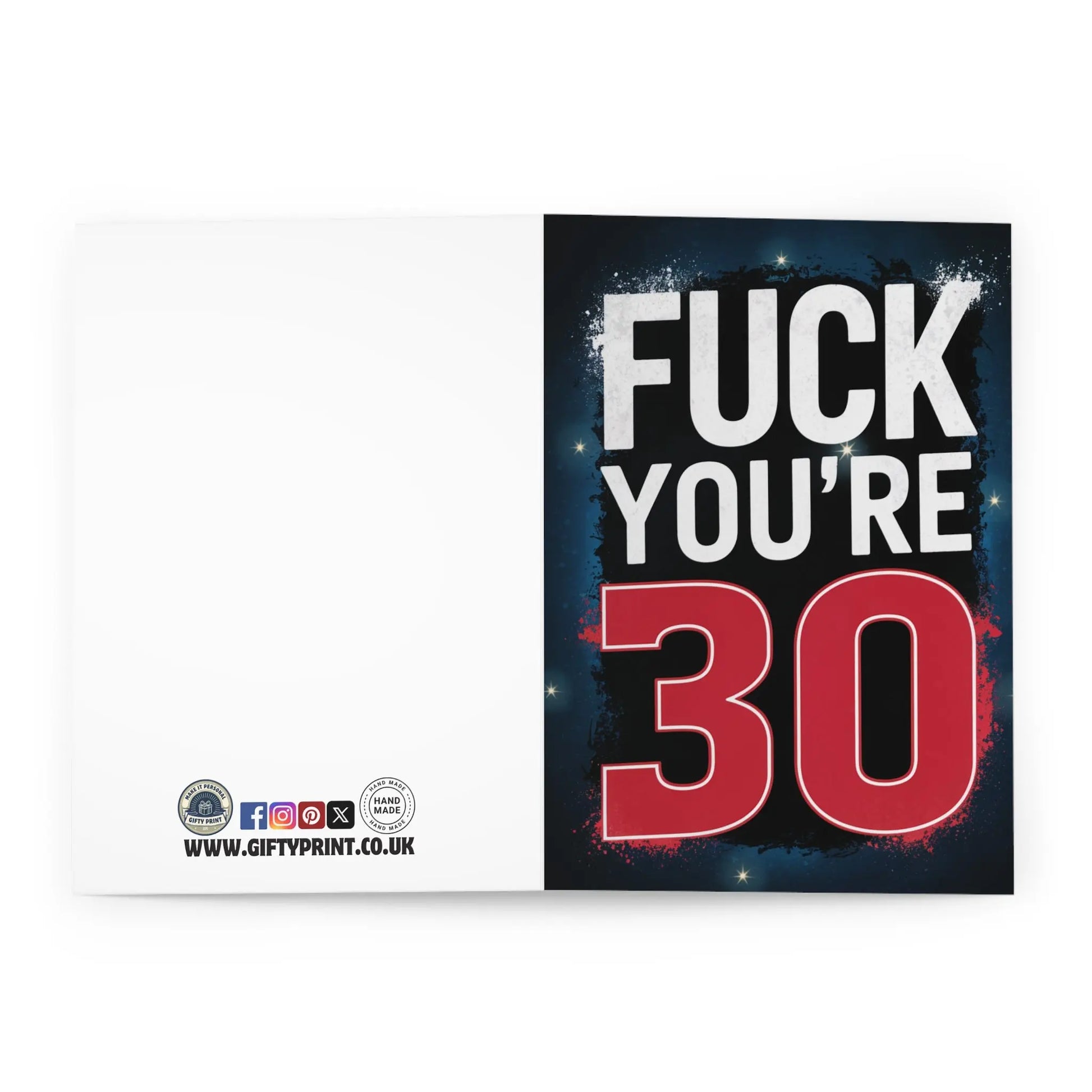 open view of 30th Birthday Card Fuck You're 30 Bold Text