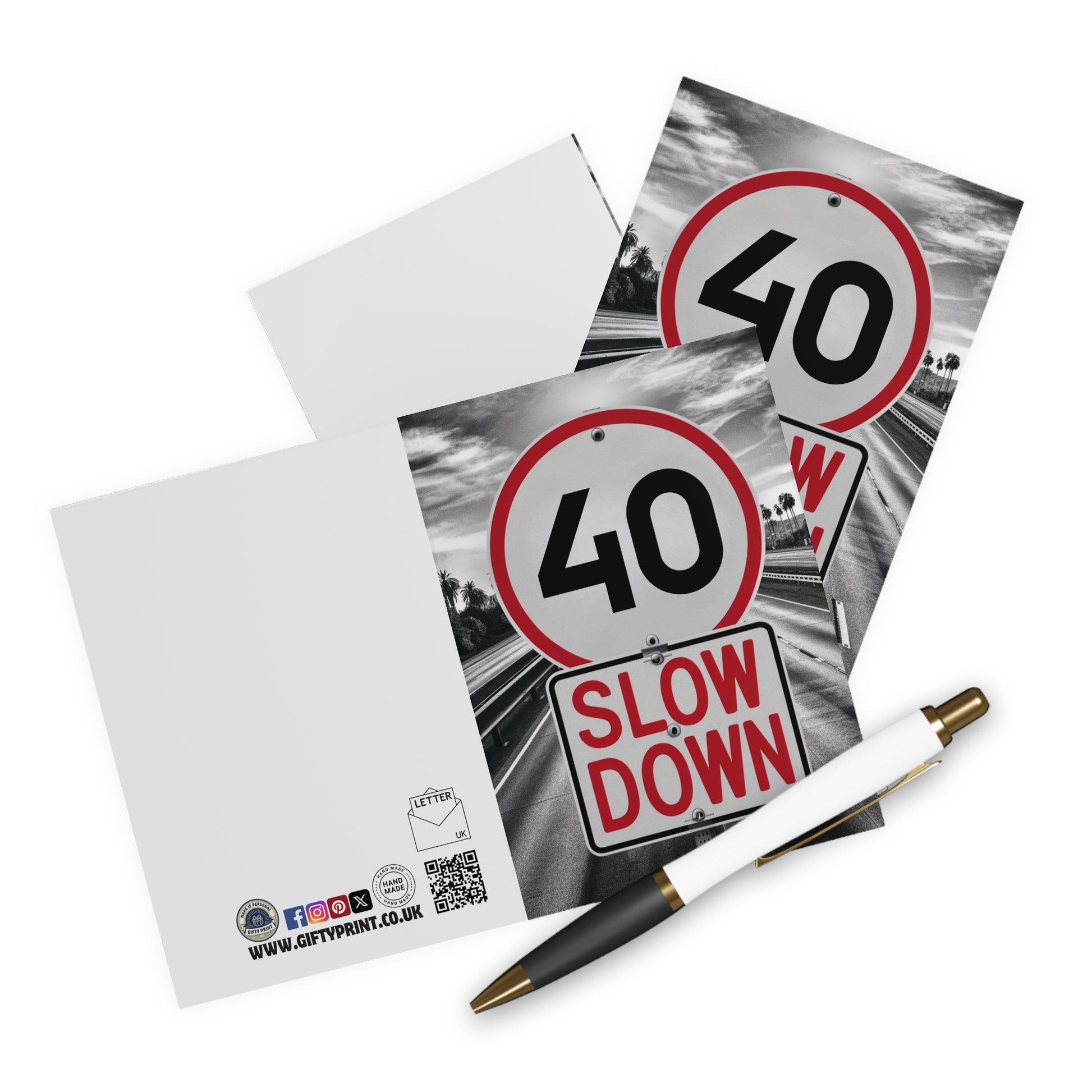 Context 40th Birthday Card Road Speed Sign Slow Down