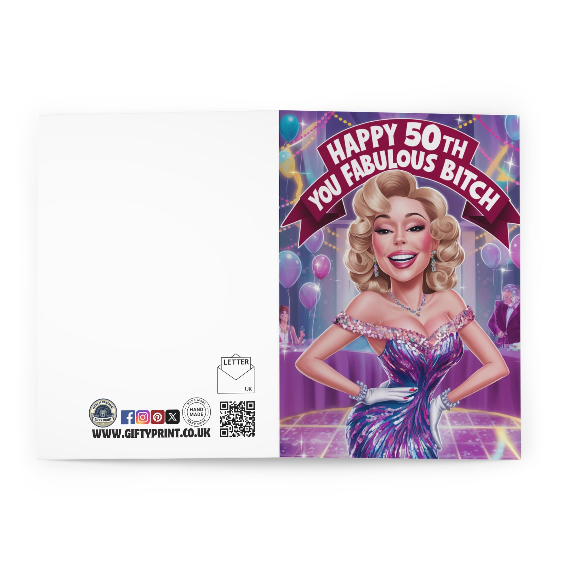 Open 50th Birthday Card Happy Birthday You Fabulous Bitch