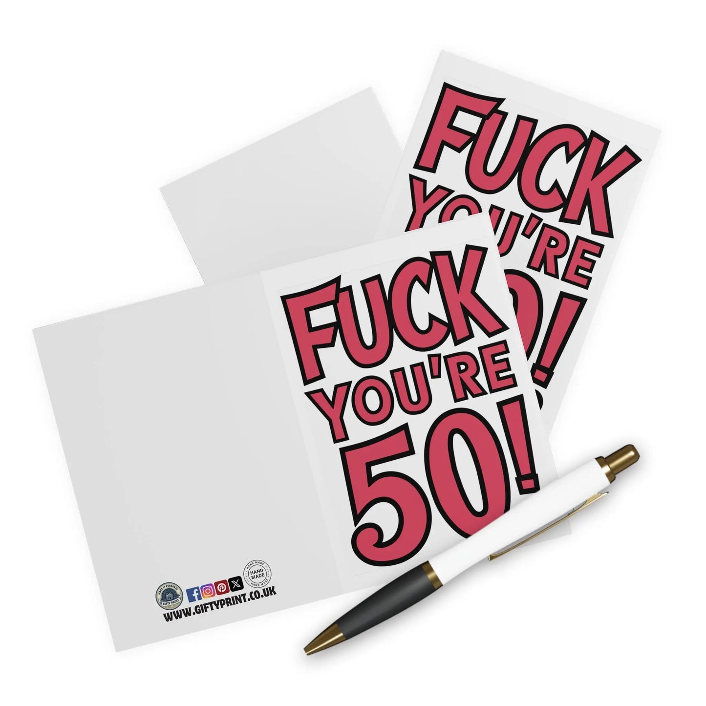 context 50th Birthday Card Fuck You're 50 Red Text