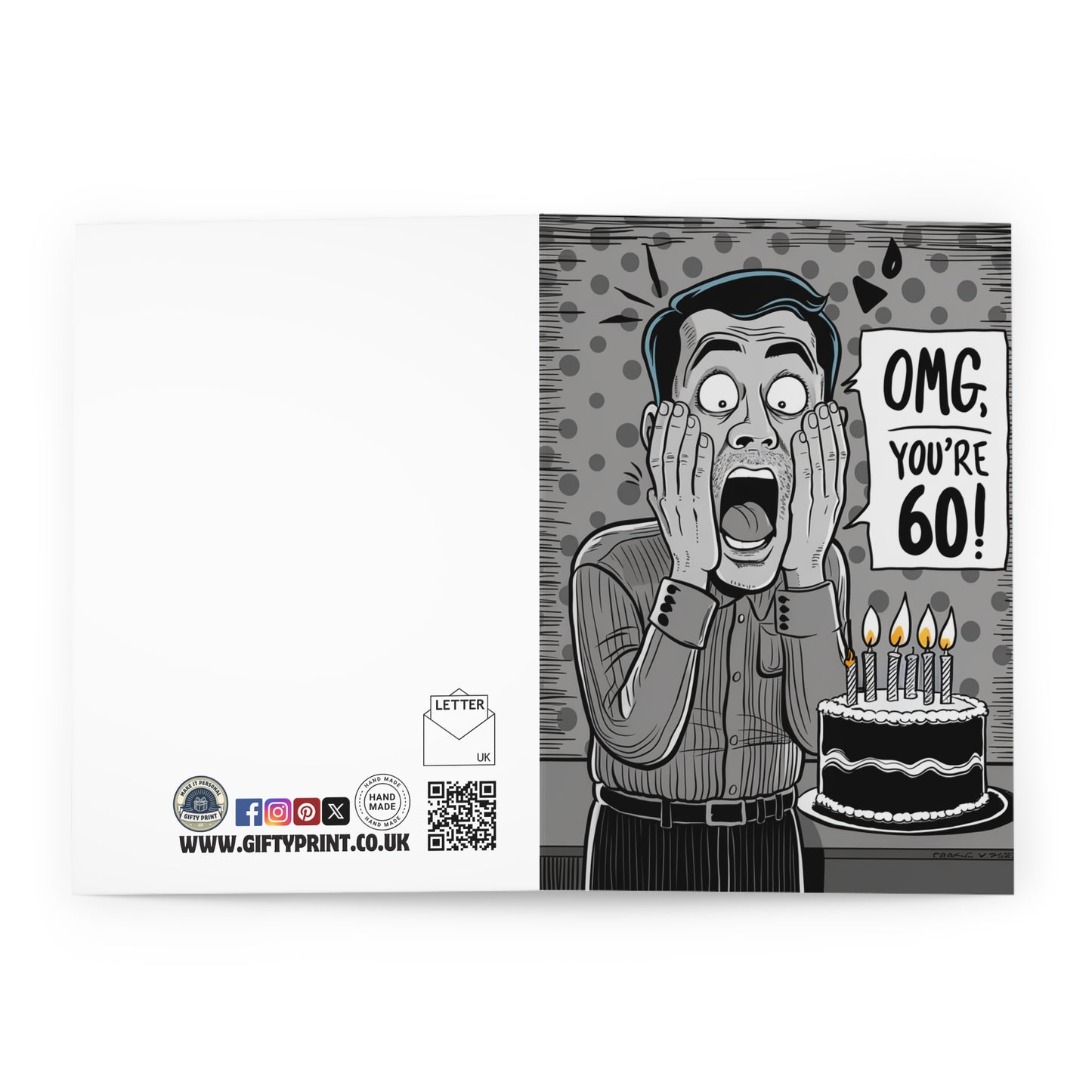 Open 60th Birthday Card OMG You're 60 Funny 60th 