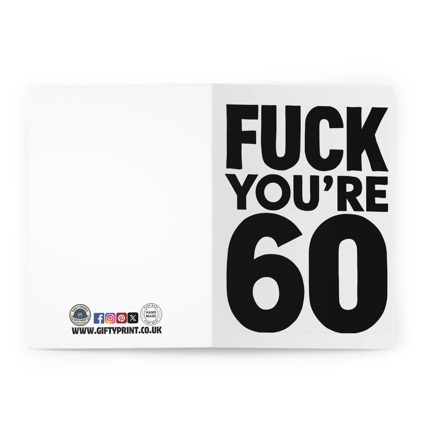 open 60th Birthday Card Fuck You're 60 Bold Text