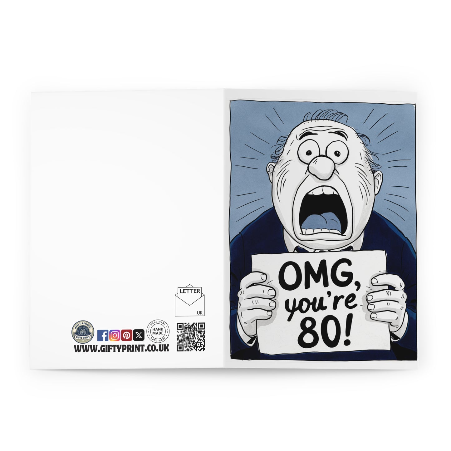 Open 80th Birthday Card OMG You're 80 Funny 80th Card