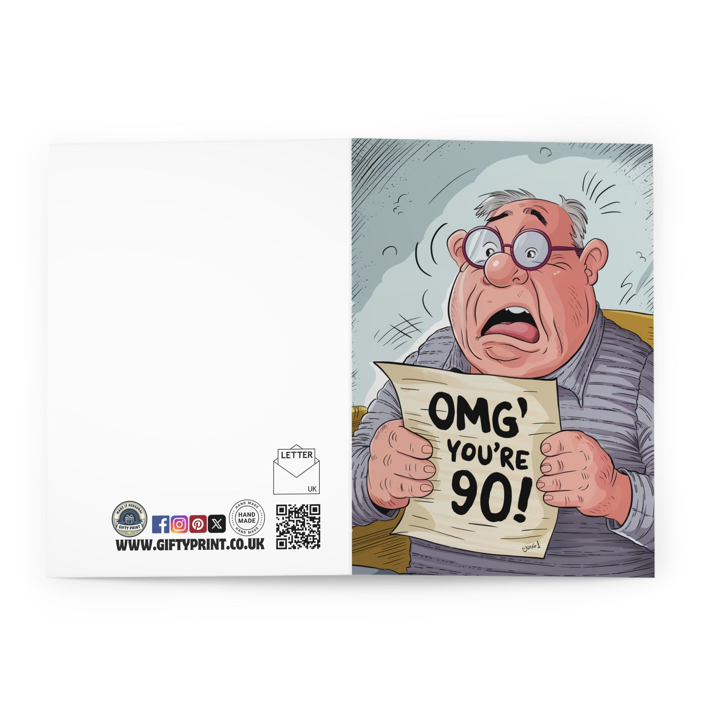 90th Birthday Card OMG You're 90 Funny 90th Card