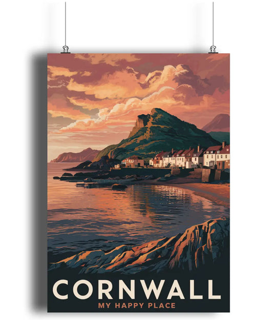 Vintage Travel Poster Wall Art Print Cornwall UK