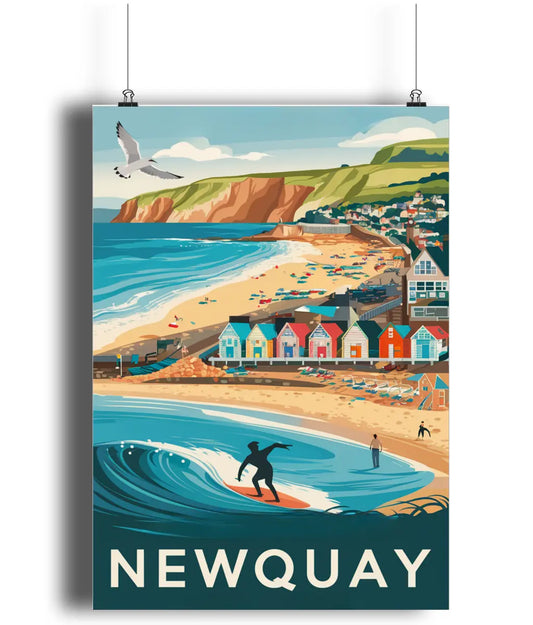 Vintage Travel Poster Wall Art Print Newquay Cornwall