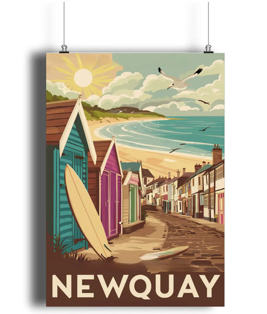 Vintage Travel Poster Wall Art Print Newquay Cornwall UK