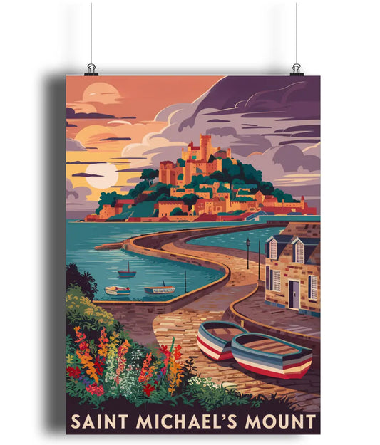 Vintage Travel Poster Wall Art Print Saint Michaels Mount