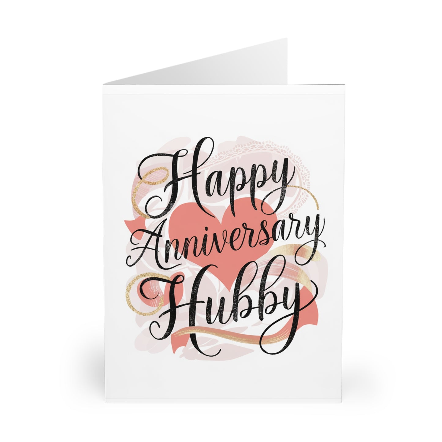 front Anniversary Card Happy Anniversary Hubby Lace Heart