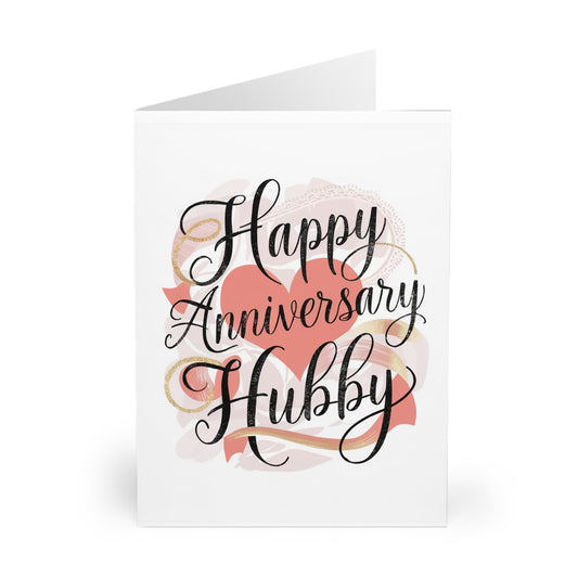 front Anniversary Card Happy Anniversary Hubby Lace Heart