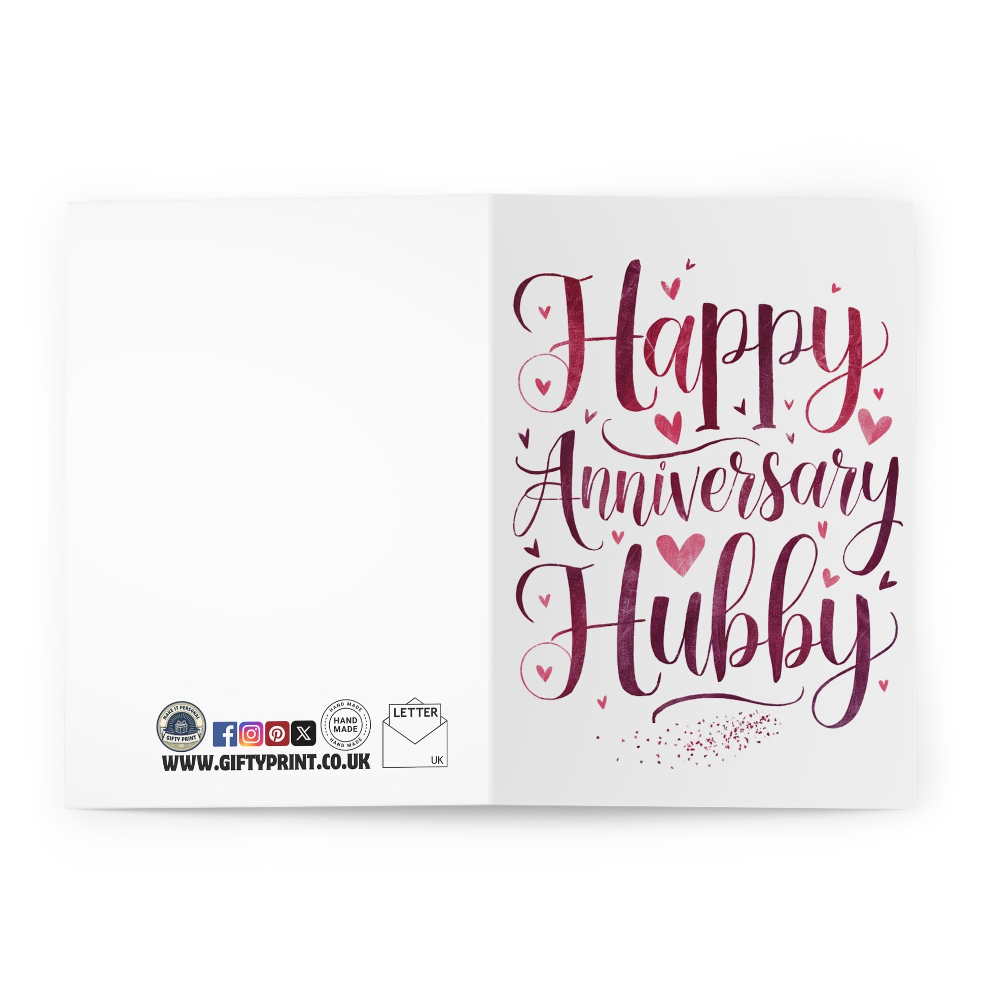 open Anniversary Card Happy Anniversary Hubby Red Text