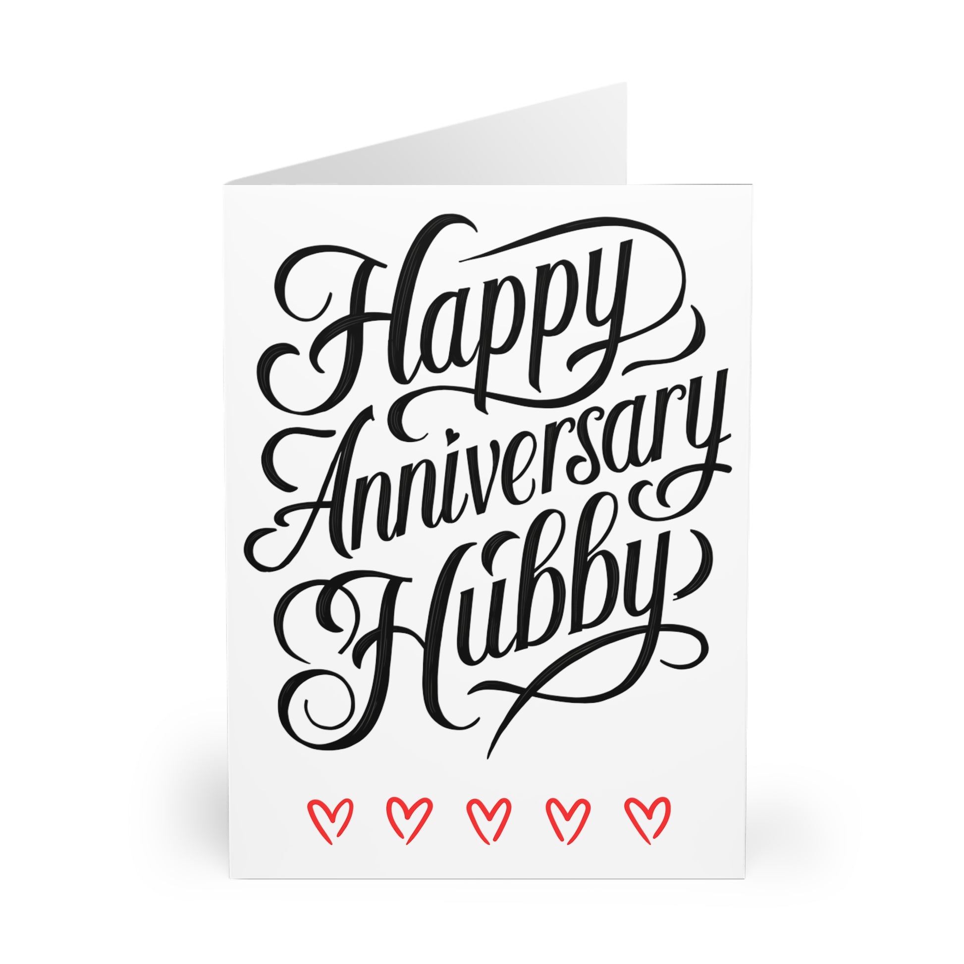 front Anniversary Card Happy Anniversary Hubby Red Hearts