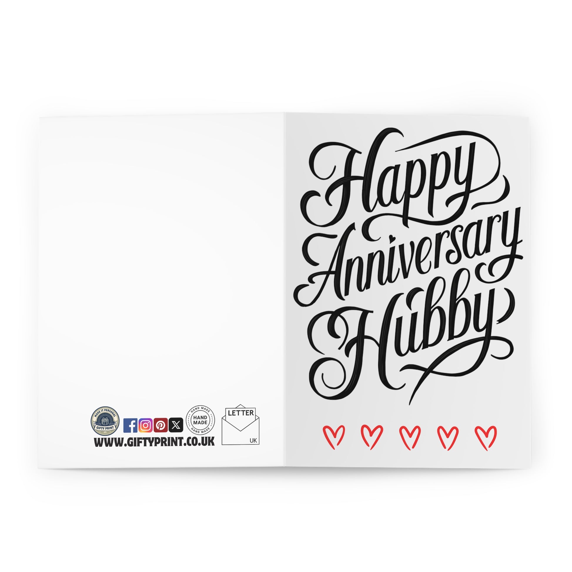 open Anniversary Card Happy Anniversary Hubby Red Hearts