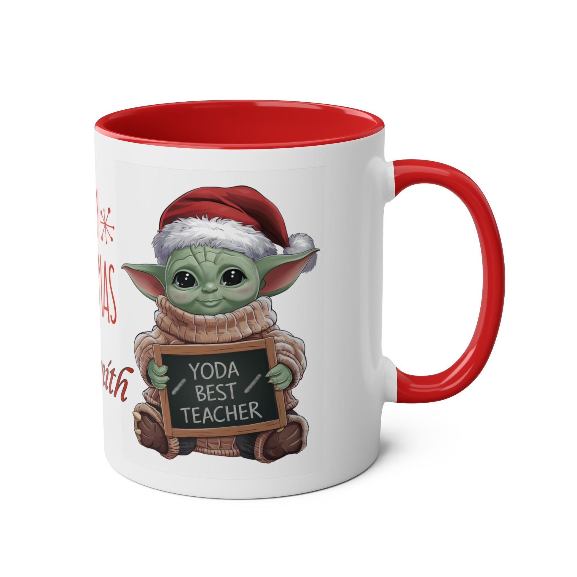 Right Personalised Baby Yoda Best Teacher Christmas Mug 