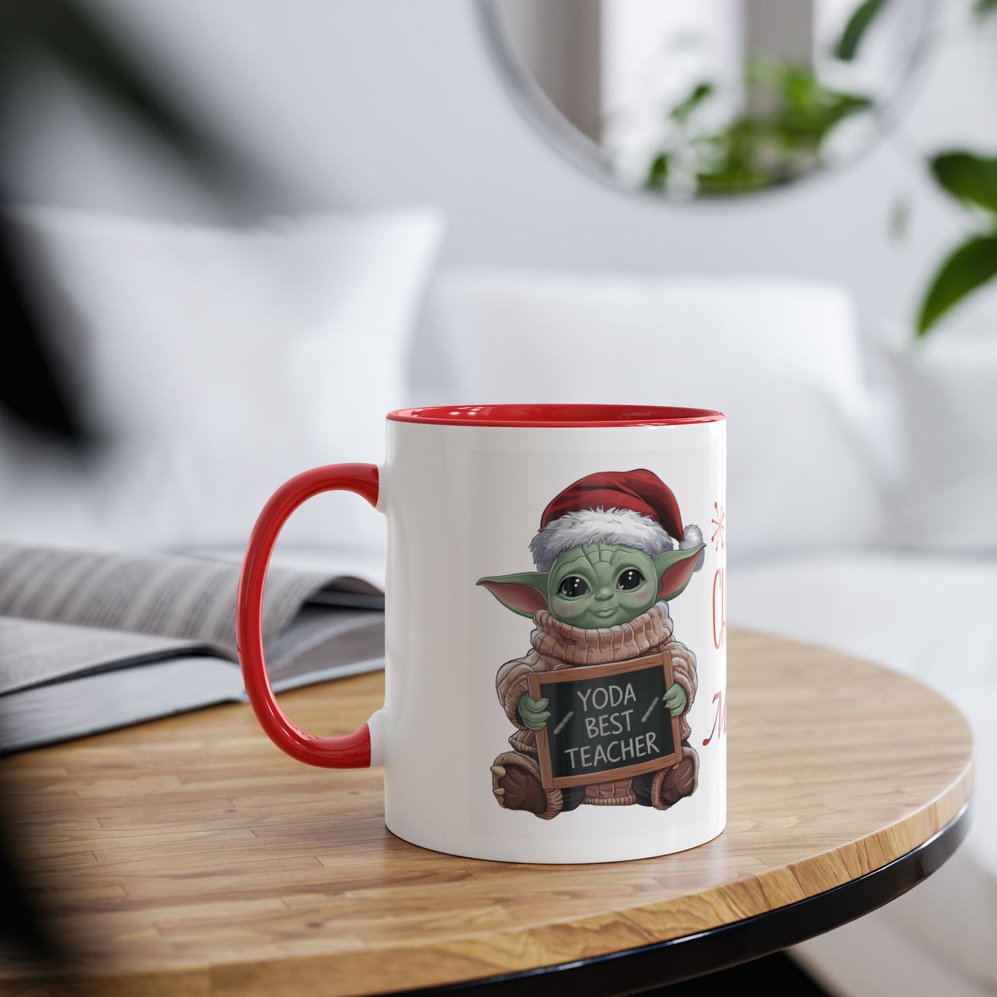 Context Personalised Baby Yoda Best Teacher Christmas Mug 