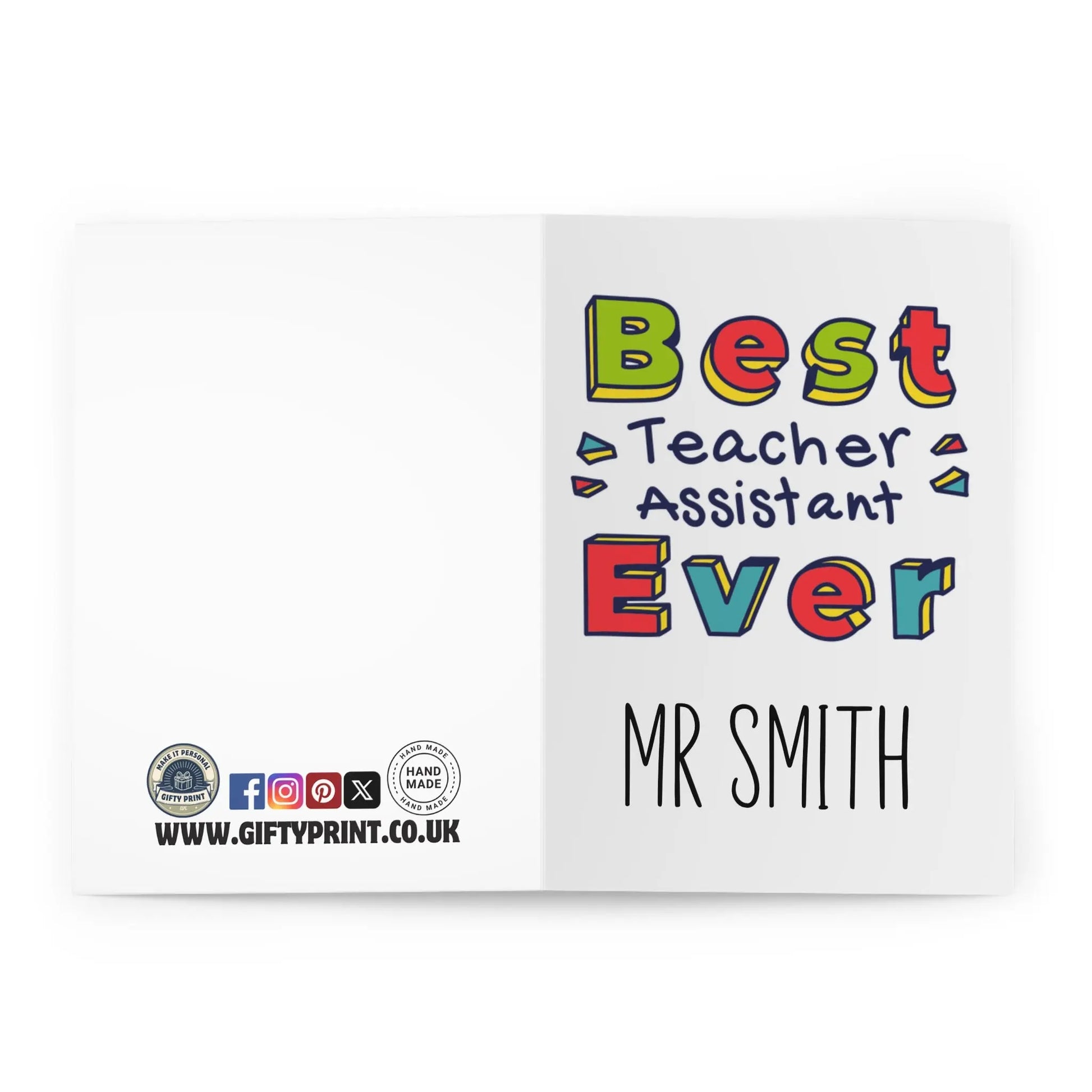 open view of Personalised Teaching Assistant Cards Best Ever