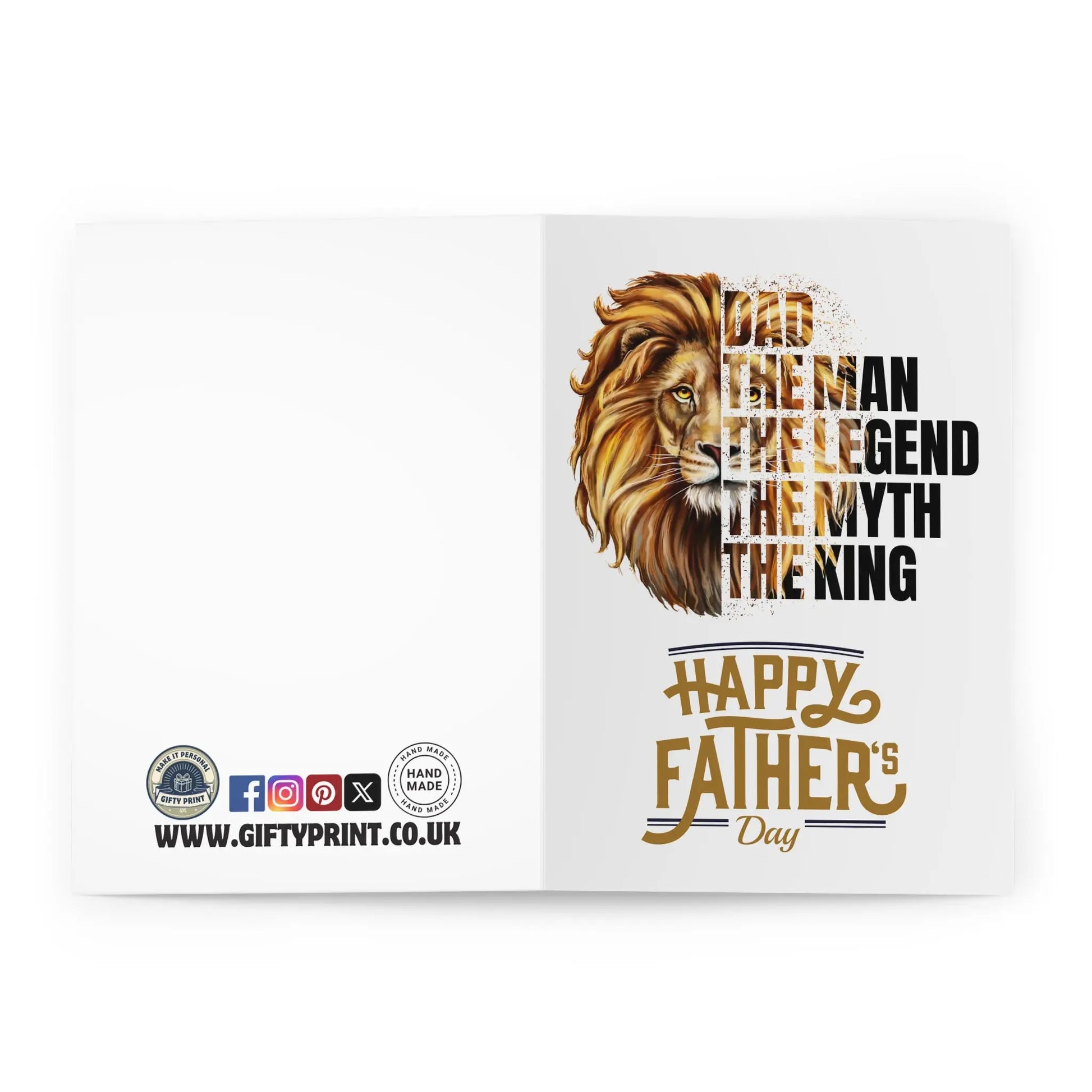 open view Fathers Day Card Man Myth Legend The King