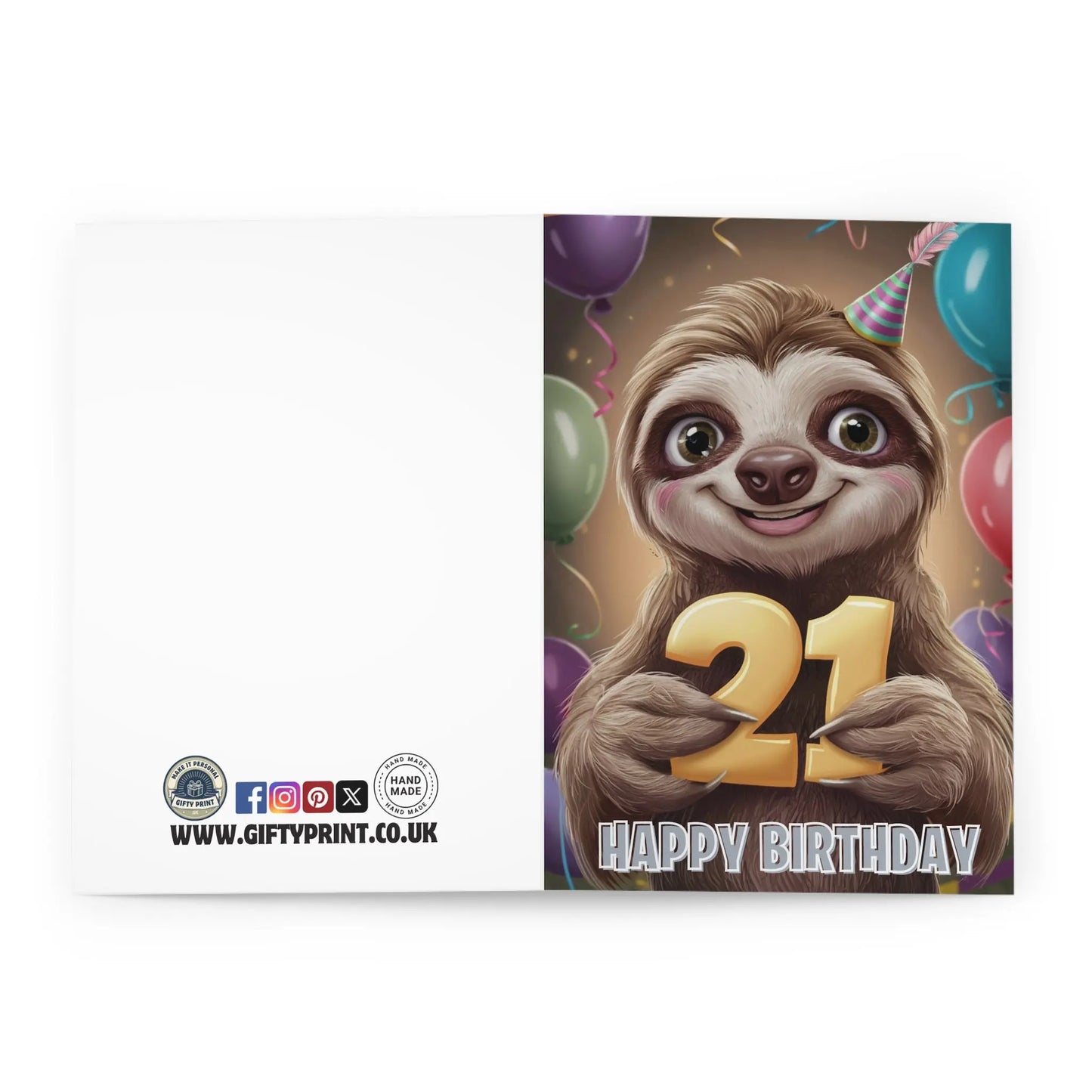 Happy 21st Birthday Card Cute Sloth 30th