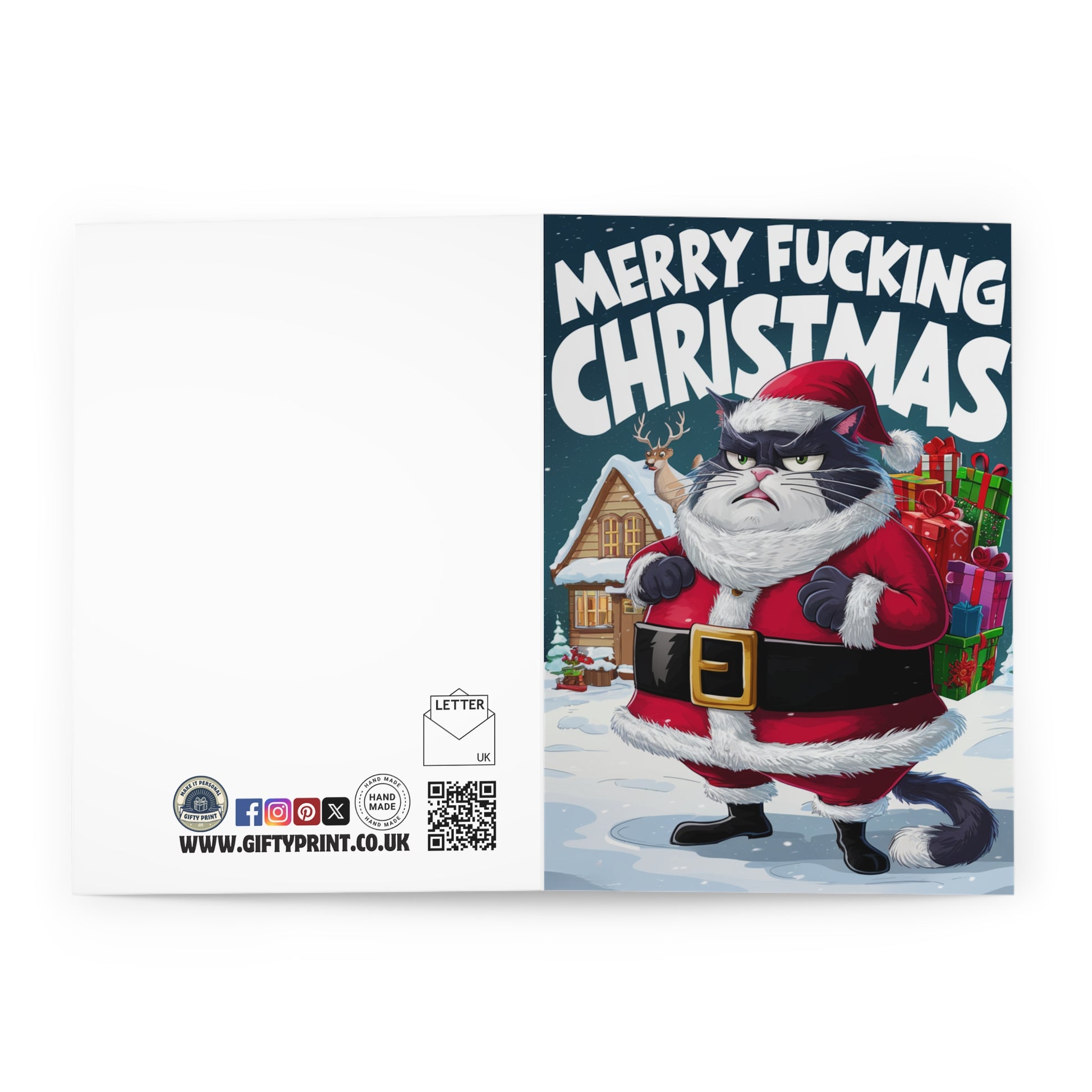 Open Grumpy Cat Merry Fucking Christmas Christmas Card