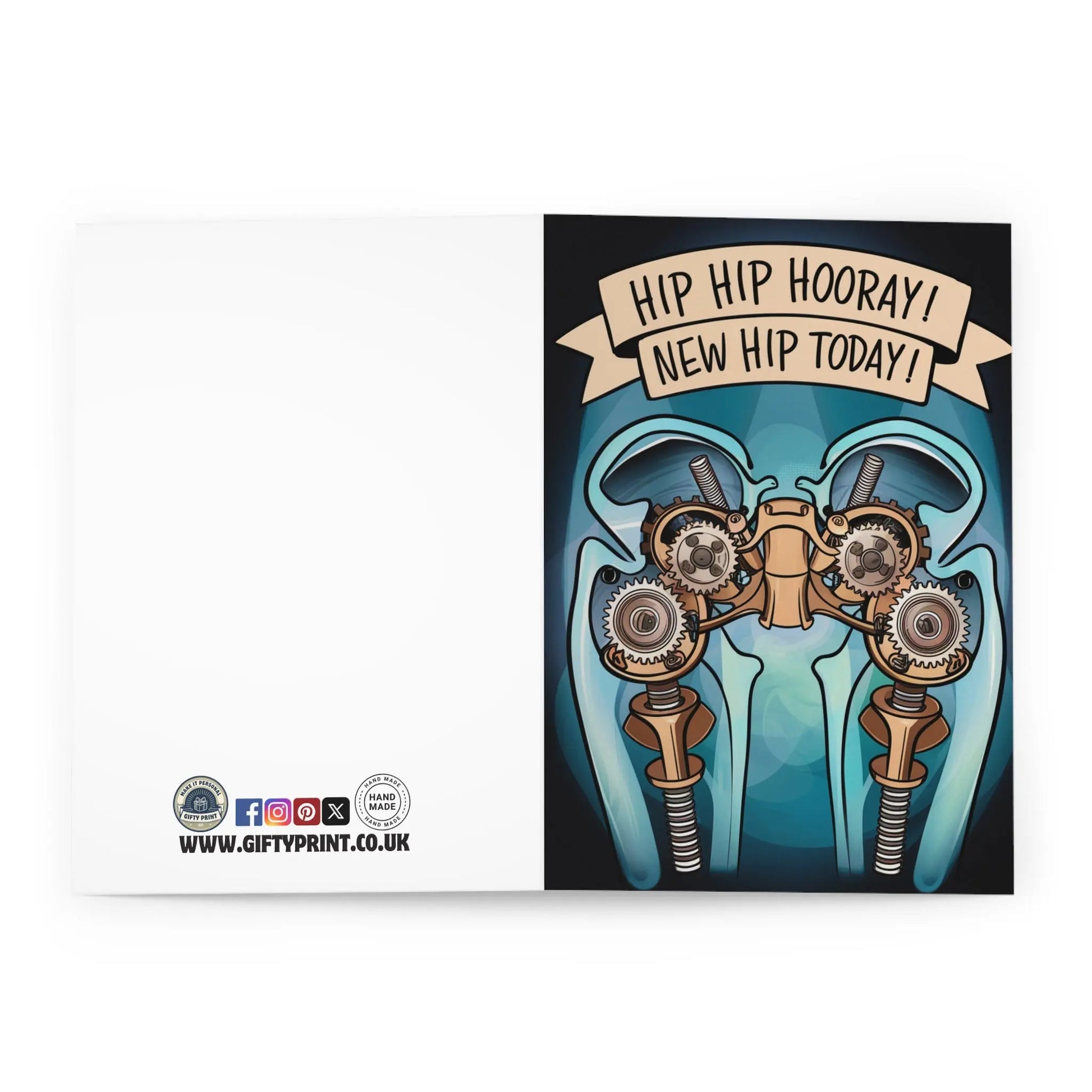 open View of Get Well Soon Card Hip Hip Hooray New Hip Today