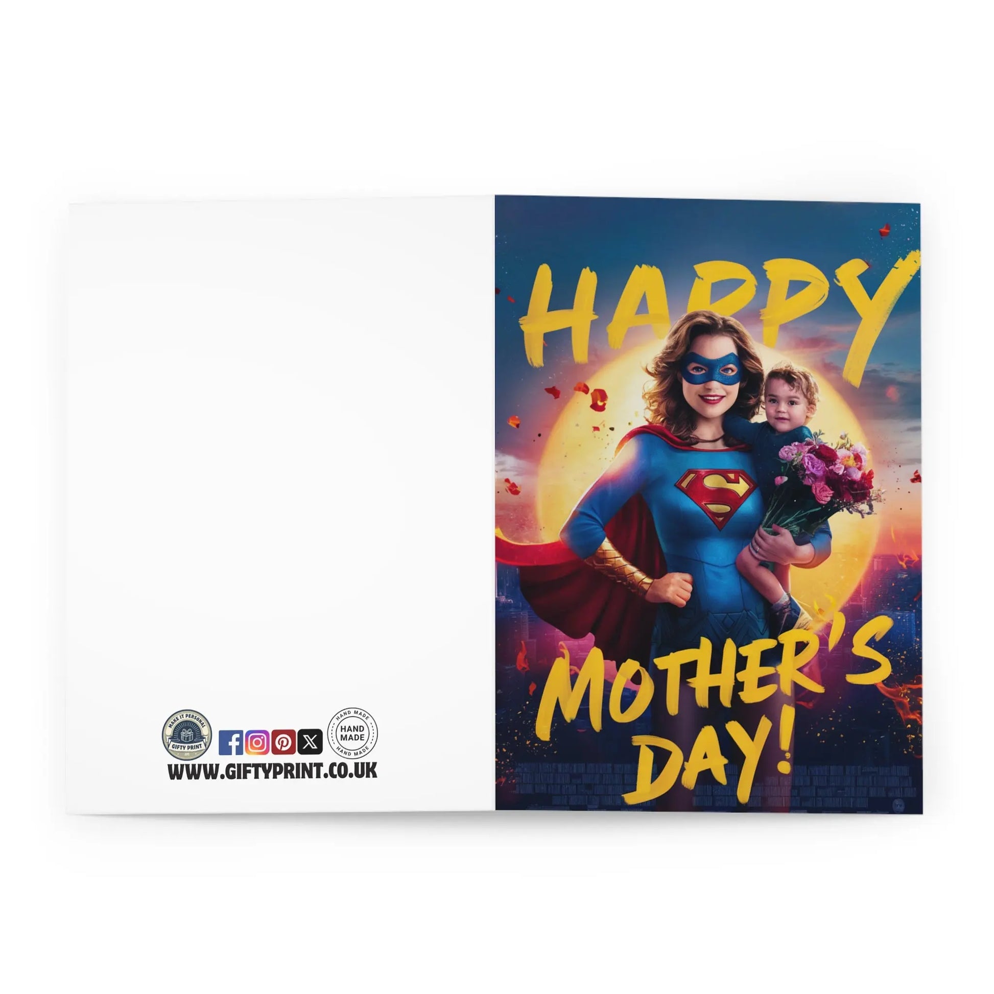 Open view of Mothers Day Card Super Hero Mum Happy Mothers Day