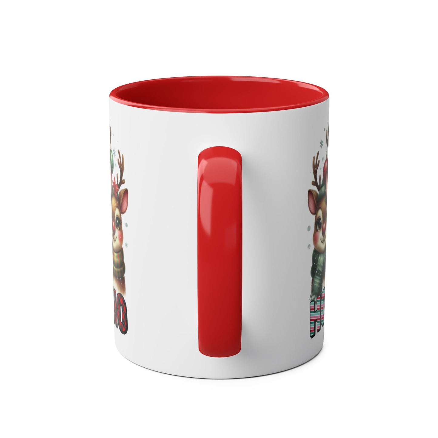 Red Christmas Deers Ho Ho Ho Personalised Christmas Mug h