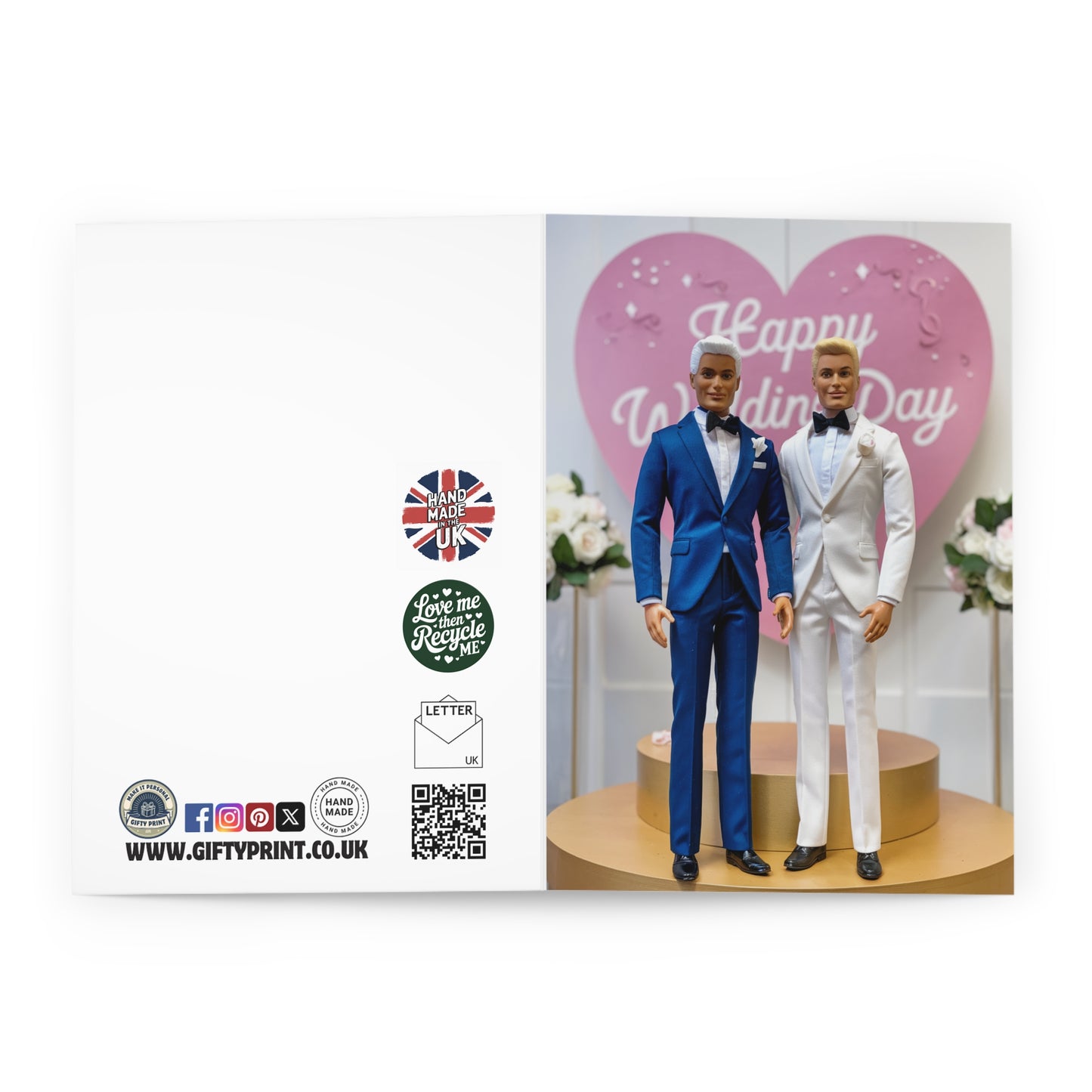 Gay Wedding Card Happy Wedding Day Heart Dolls - Gifty Print