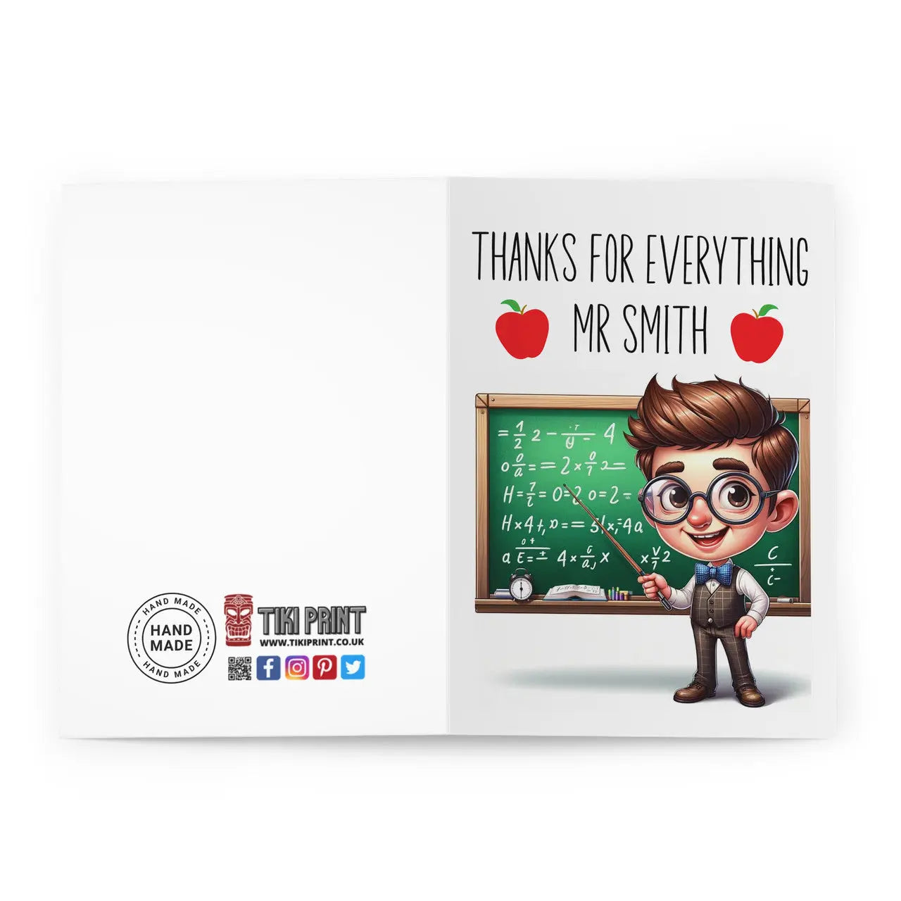 Open View Of Personalised Teacher Card Thank You Card