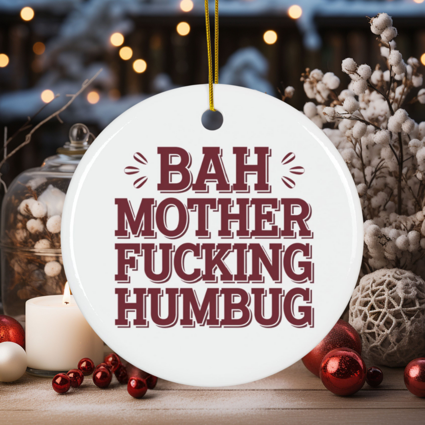 Bah Mother Fucking Humbug Ceramic Tree Decoration 