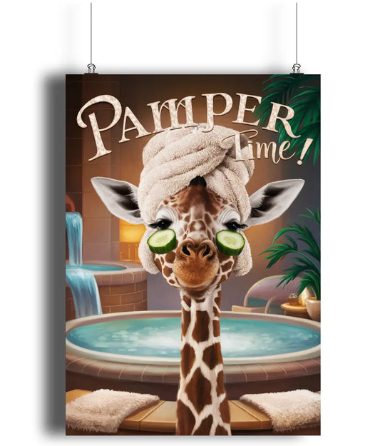 Bathroom Wall Art Pamper Time Cute Giraffe In Bathroom