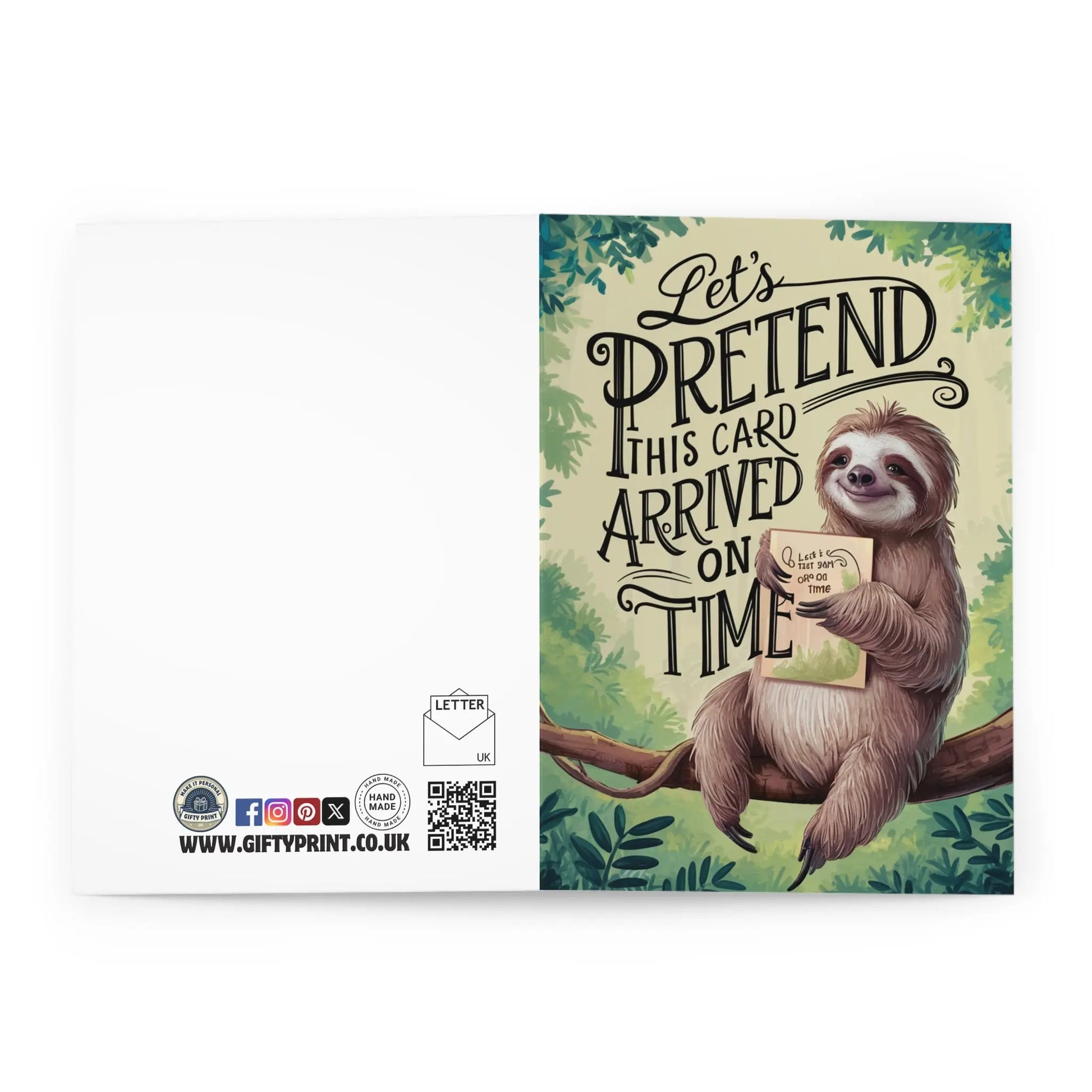 Open Belated Birthday Card Sloth Let's Pretend It Arrived On Time