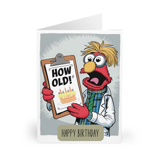 close view Birthday Card Beaker How Old