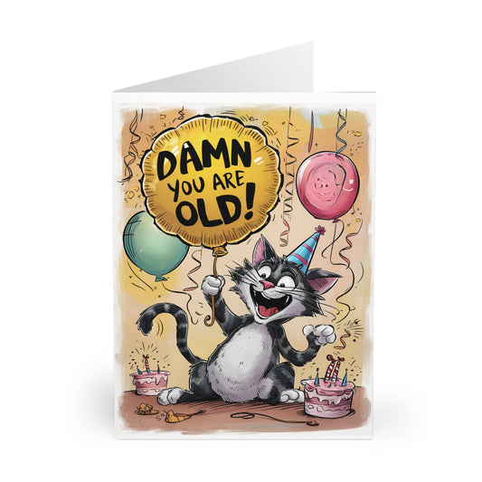 Front Birthday Card Damn You Are Old Cat