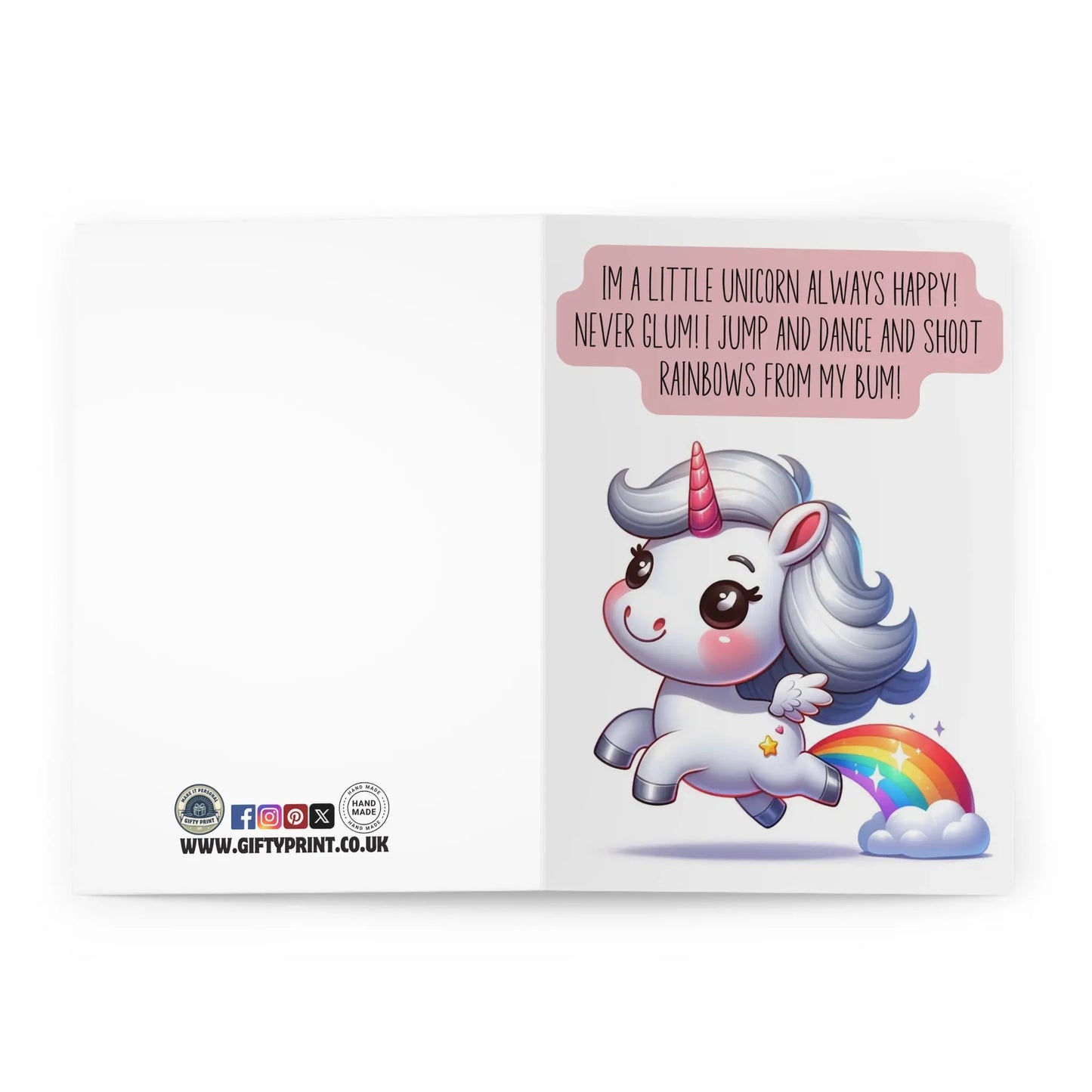 open view of Birthday Cards Funny Little Unicorn Rhyme