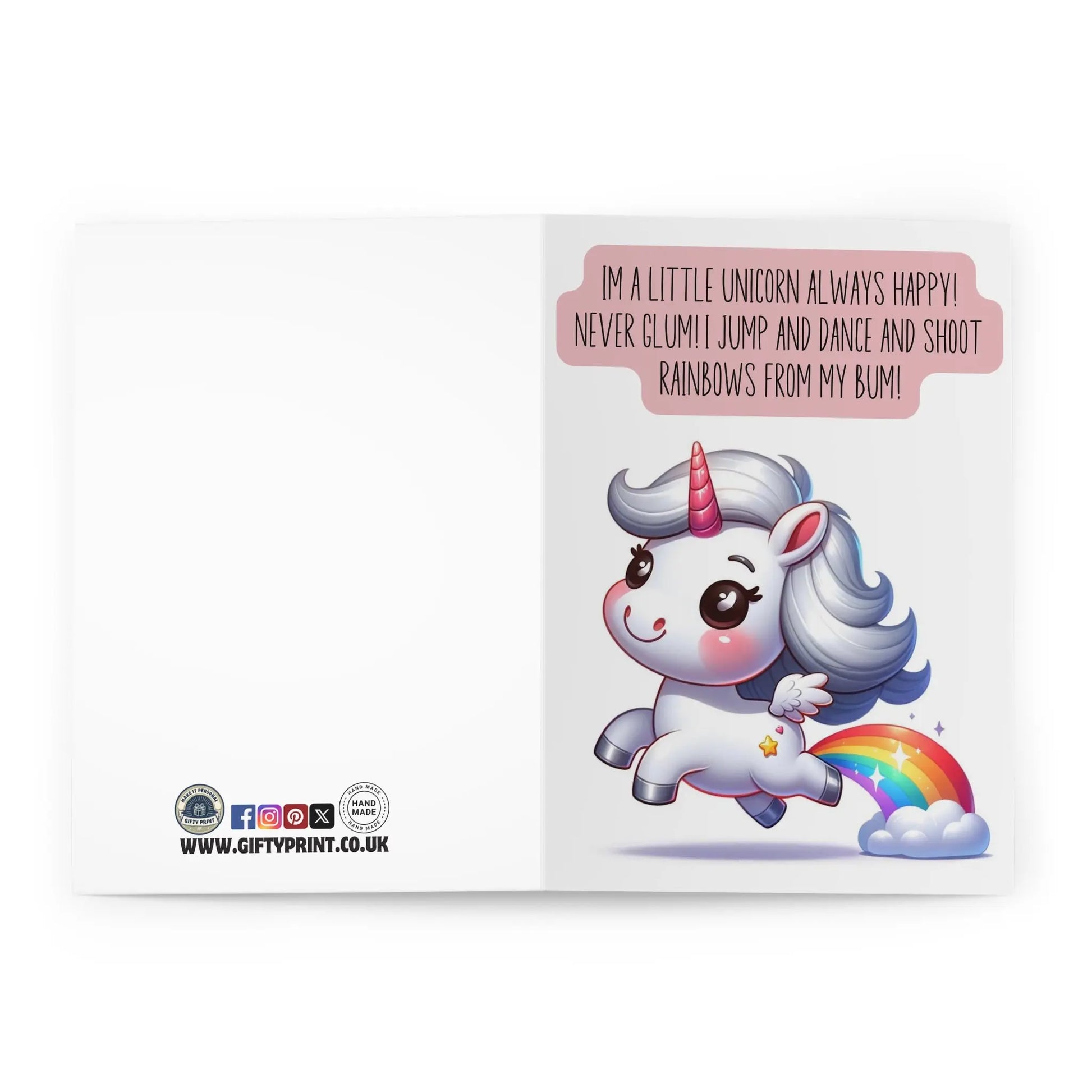 open view of Birthday Cards Funny Little Unicorn Rhyme