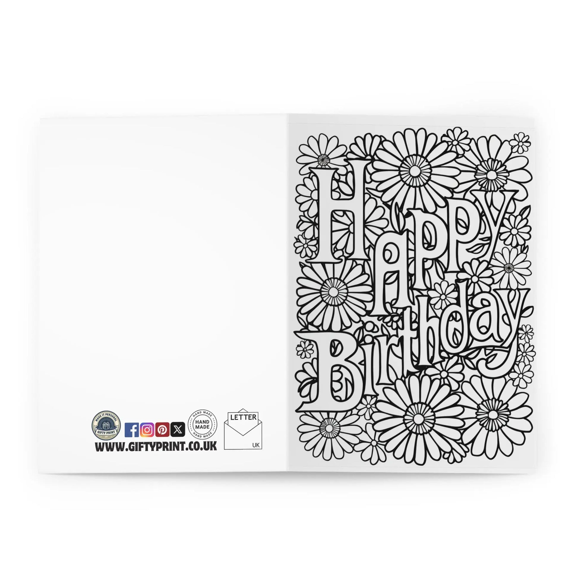 open view of Birthday Card Happy Birthday Colour Your Own Card