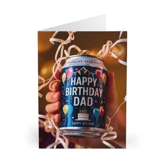 front of Birthday Card Happy Birthday Dad Beer Can