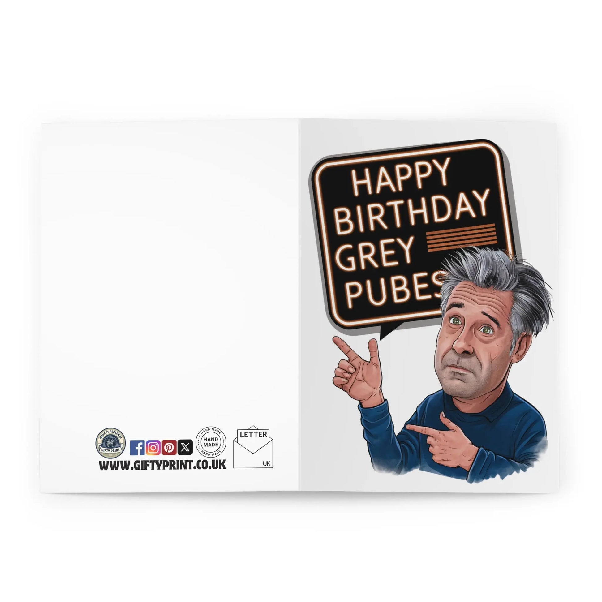 open Birthday Card Happy Birthday Grey Pubes