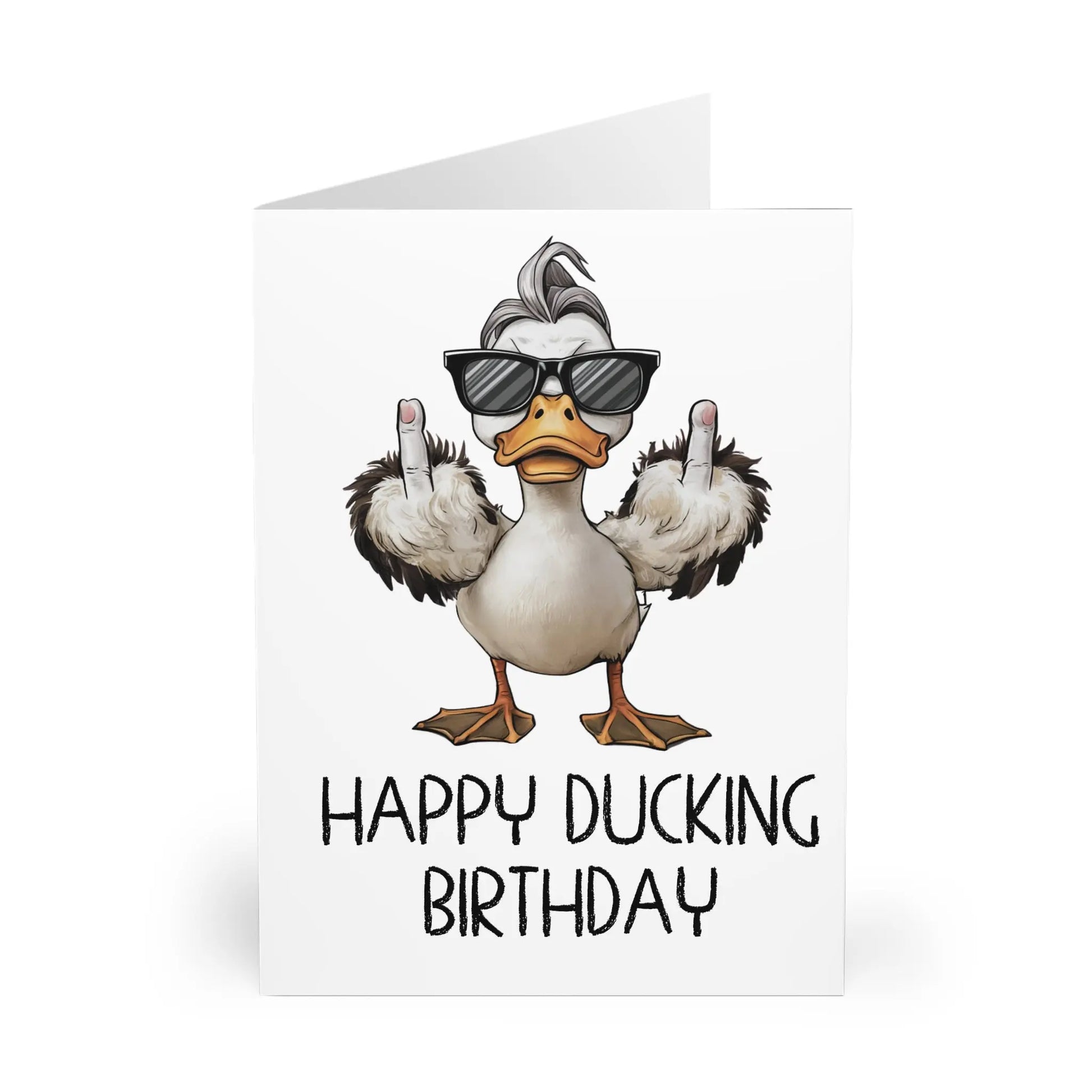 front of Birthday Card Happy Ducking Birthday Middle Finger Duck