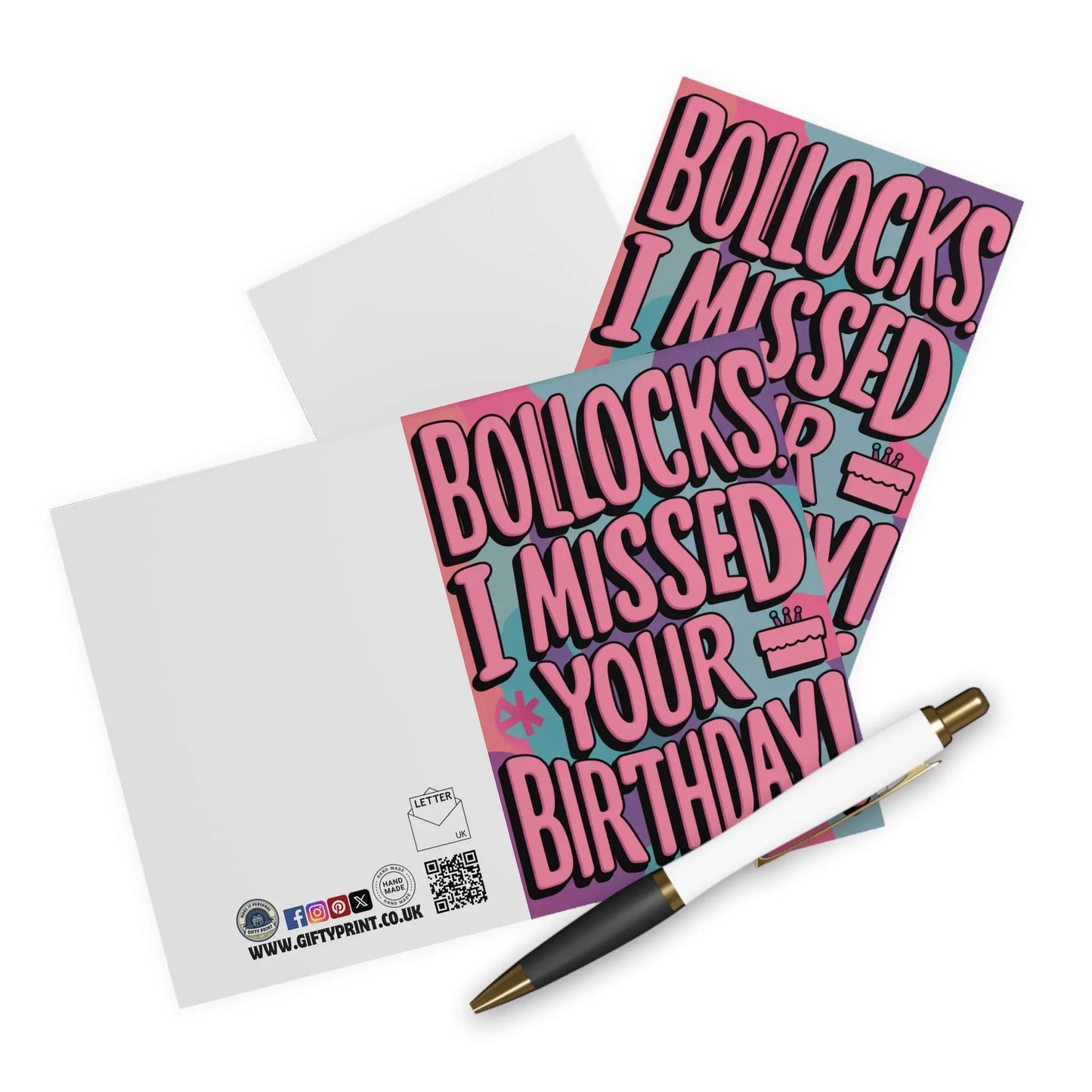 Bollocks I Missed Your Birthday Funny Belated Card Gifty Print