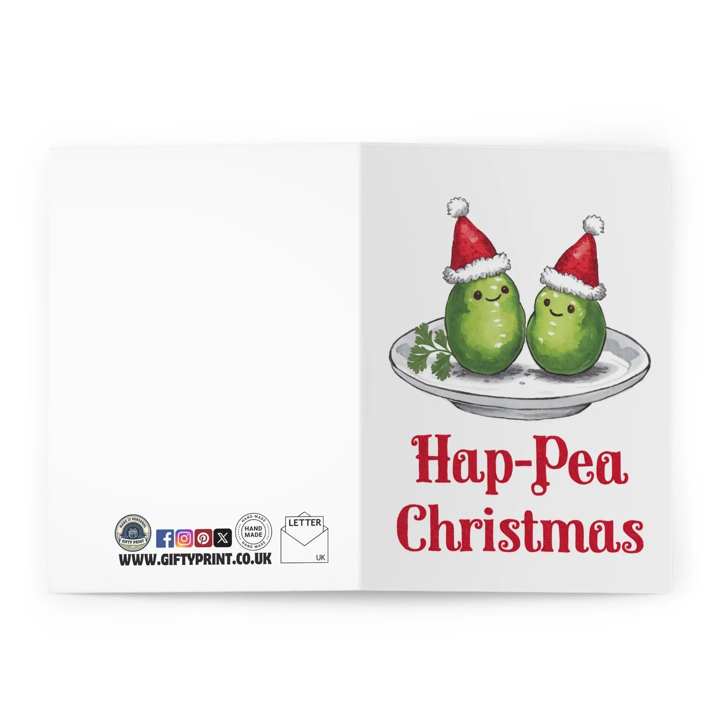 open view Christmas Card Hap Pea Christmas Peas