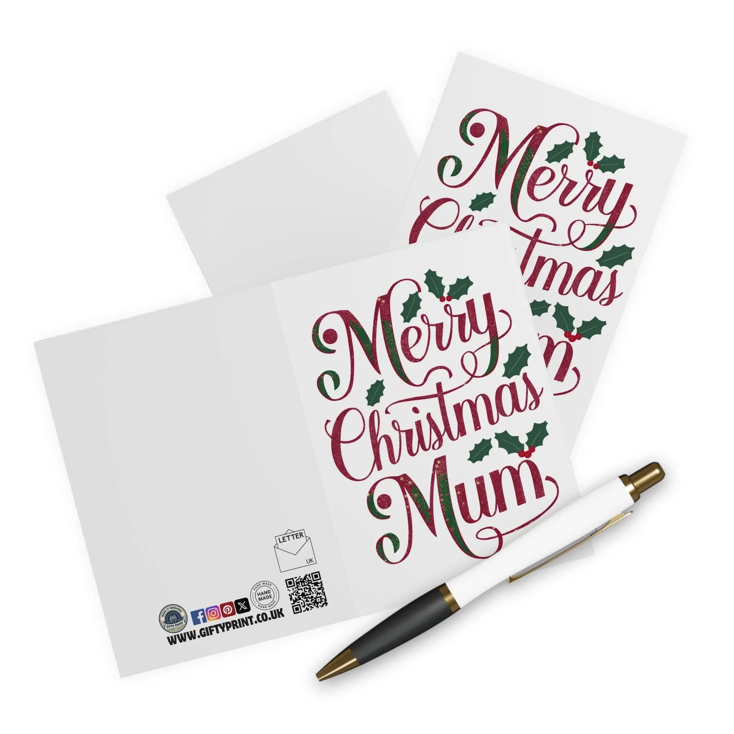 contexxt Christmas Card Merry Christmas Mum Holly Design