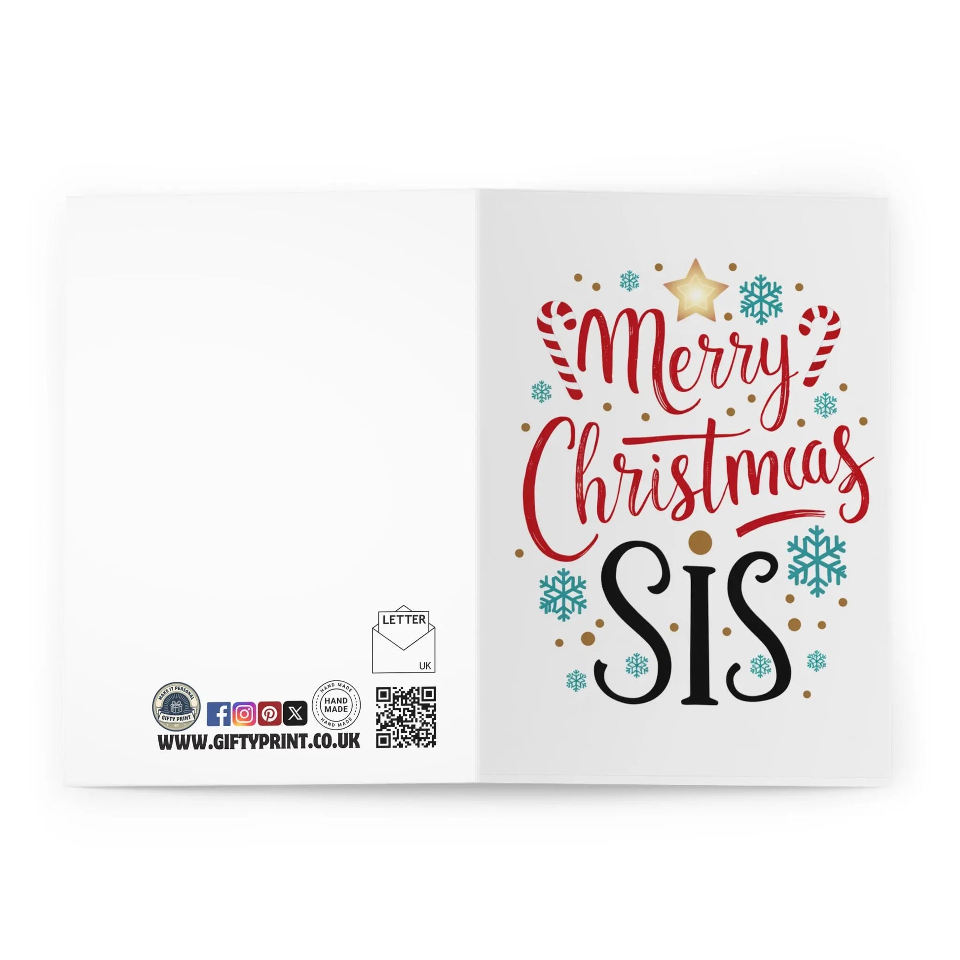 Open Christmas Card Merry Christmas Sis