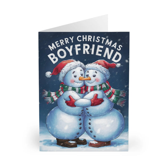 Front Gay Christmas Card Merry Christmas Boyfriend Snowmen