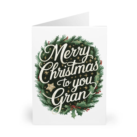 Front Christmas Card Merry Christmas To You Gran Wreath