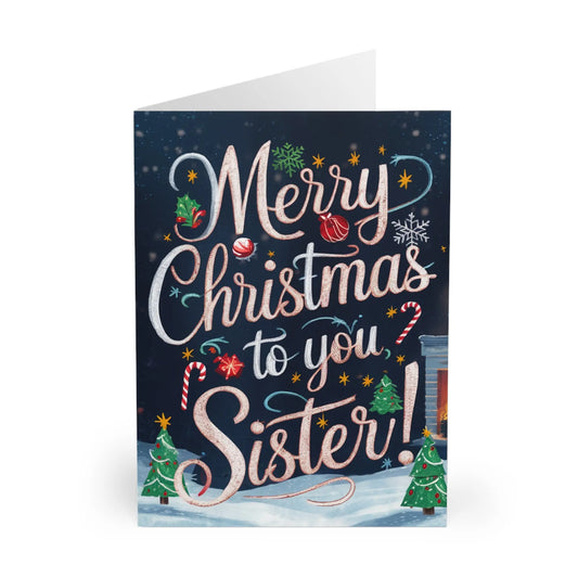 Front Christmas Card Merry Christmas To You Sister Winter Scene